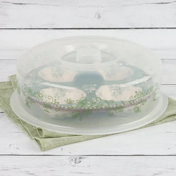 Temp-Tations Floral Lace Green Plastic Lid for 9" Round Multifunction Baker - Picture 4 of 4